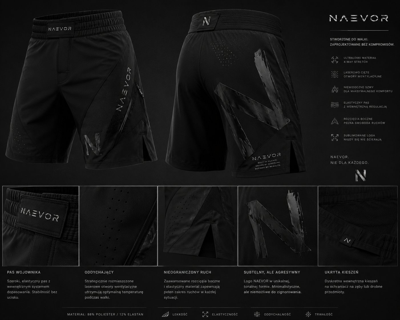 NAEVOR Fight Shorts — Stworzone do Walki